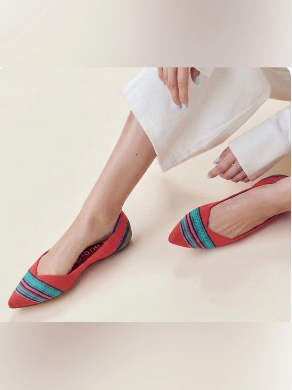 Rothy’s Merino Wool Collection Point Toe Blaze Ribbon Stripe Flats Womens Size 9